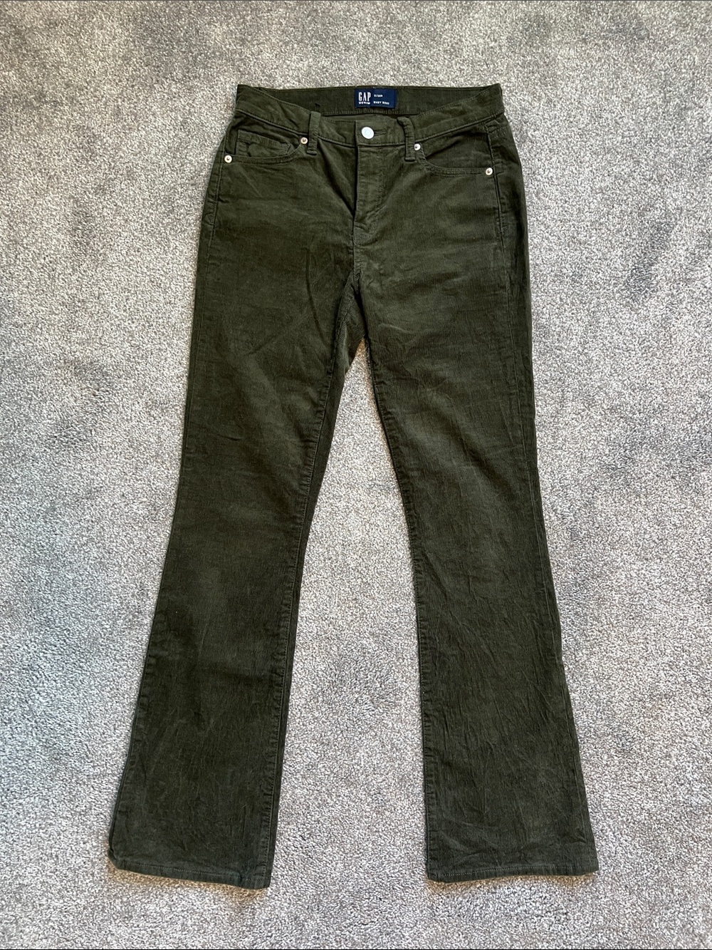 Gap Baby Bootcut Corduroy Pants Women’s 26 Olive Green Y2K Low Rise Flare